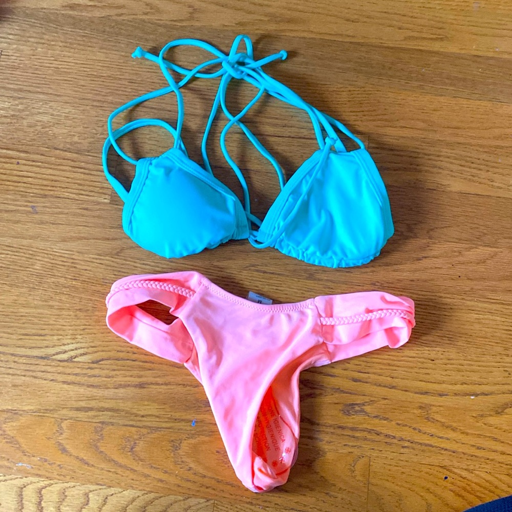 Mismatched Bikini NWOT S/XS Turquoise and Peach/Orange
